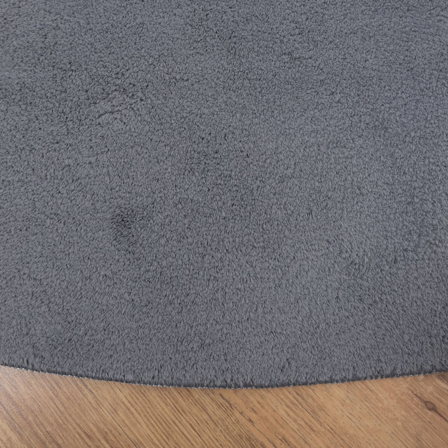 Antraciet Rond Tapijt Laagpolig Rond Vloerkleed met Anti Slip Omid Soft Comfort Wasbaar op 30°