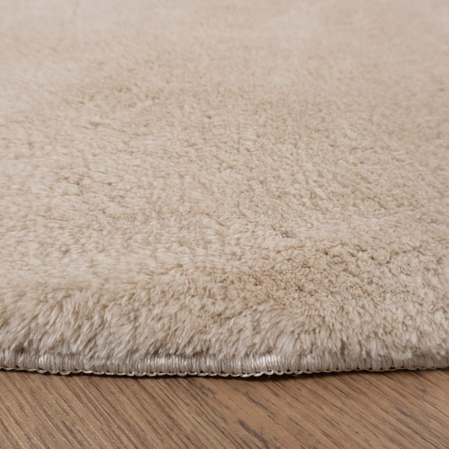 Beige Rond Tapijt Laagpolig Rond Vloerkleed met Anti Slip Omid Soft Comfort Wasbaar op 30°