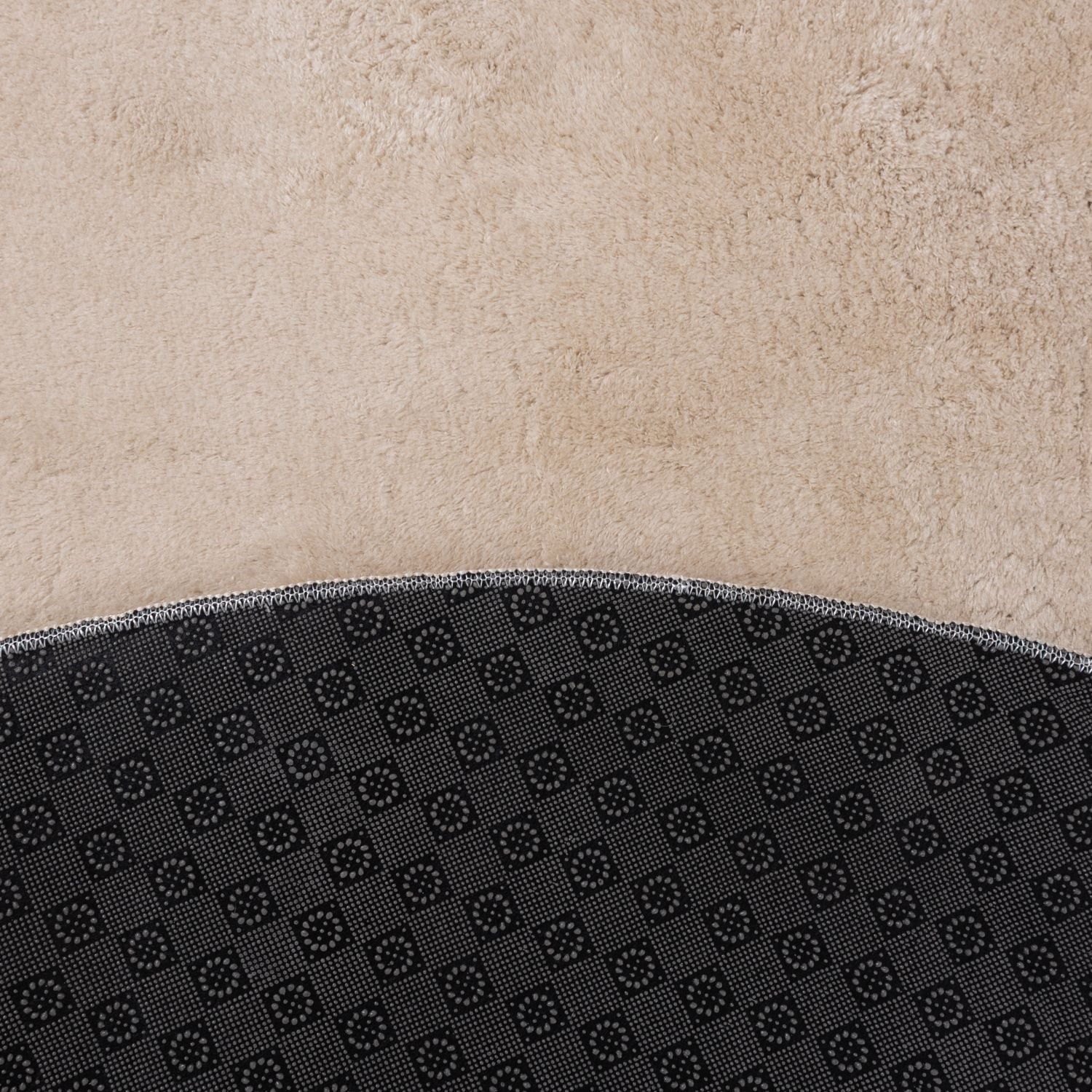 Beige Rond Tapijt Laagpolig Rond Vloerkleed met Anti Slip Omid Soft Comfort Wasbaar op 30°