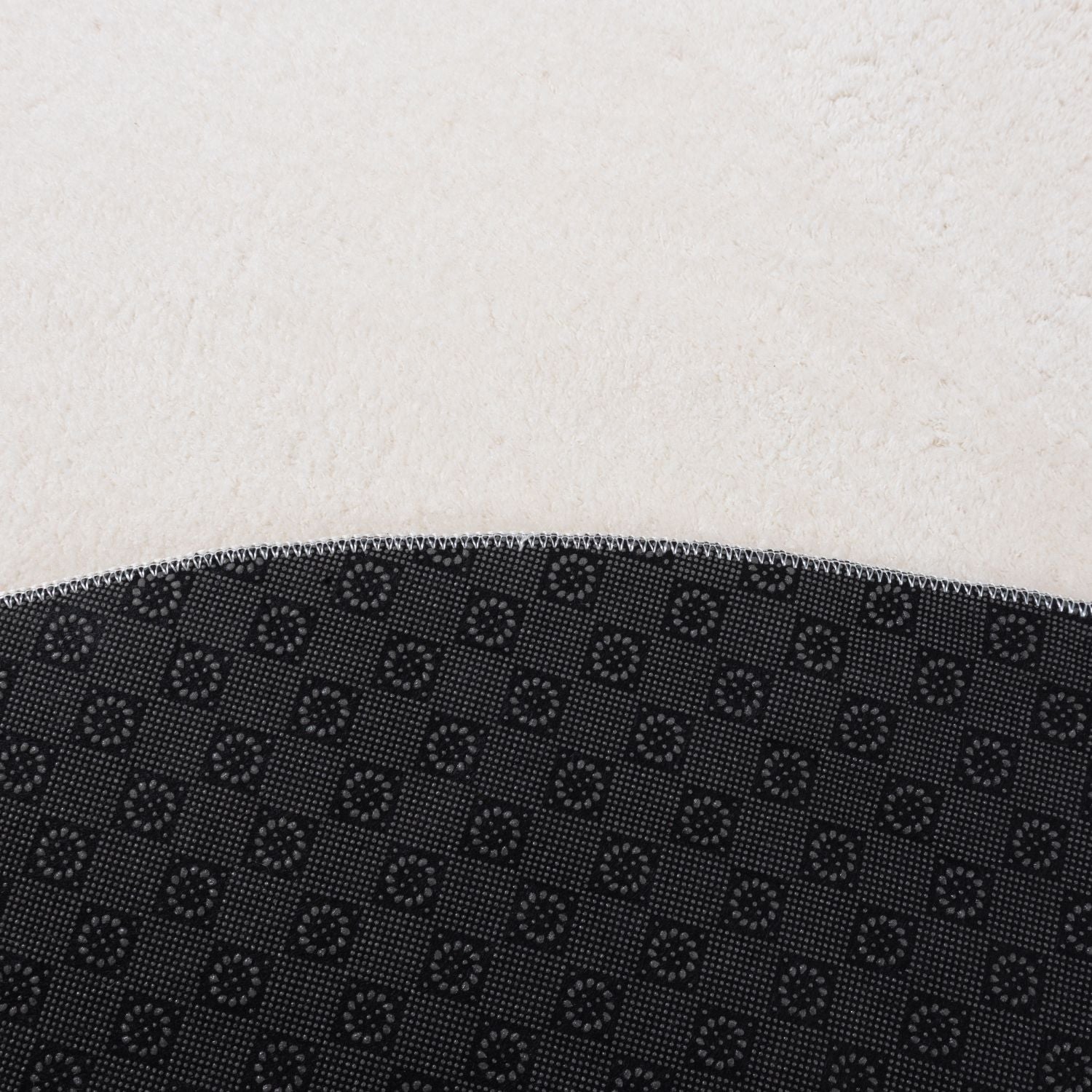 Crème Rond Tapijt Laagpolig Rond Vloerkleed met Anti Slip Omid Soft Comfort Wasbaar op 30°