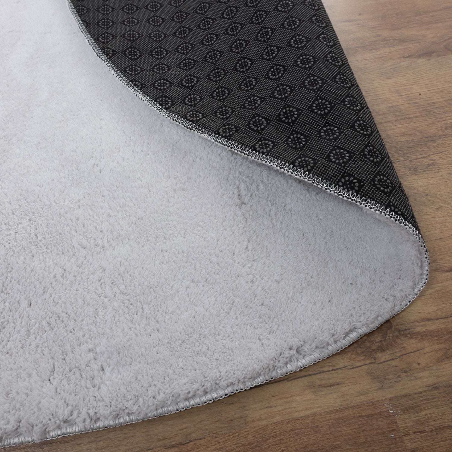 Lichtgrijs Rond Tapijt Laagpolig Rond Vloerkleed met Anti Slip Omid Soft Comfort Wasbaar op 30°
