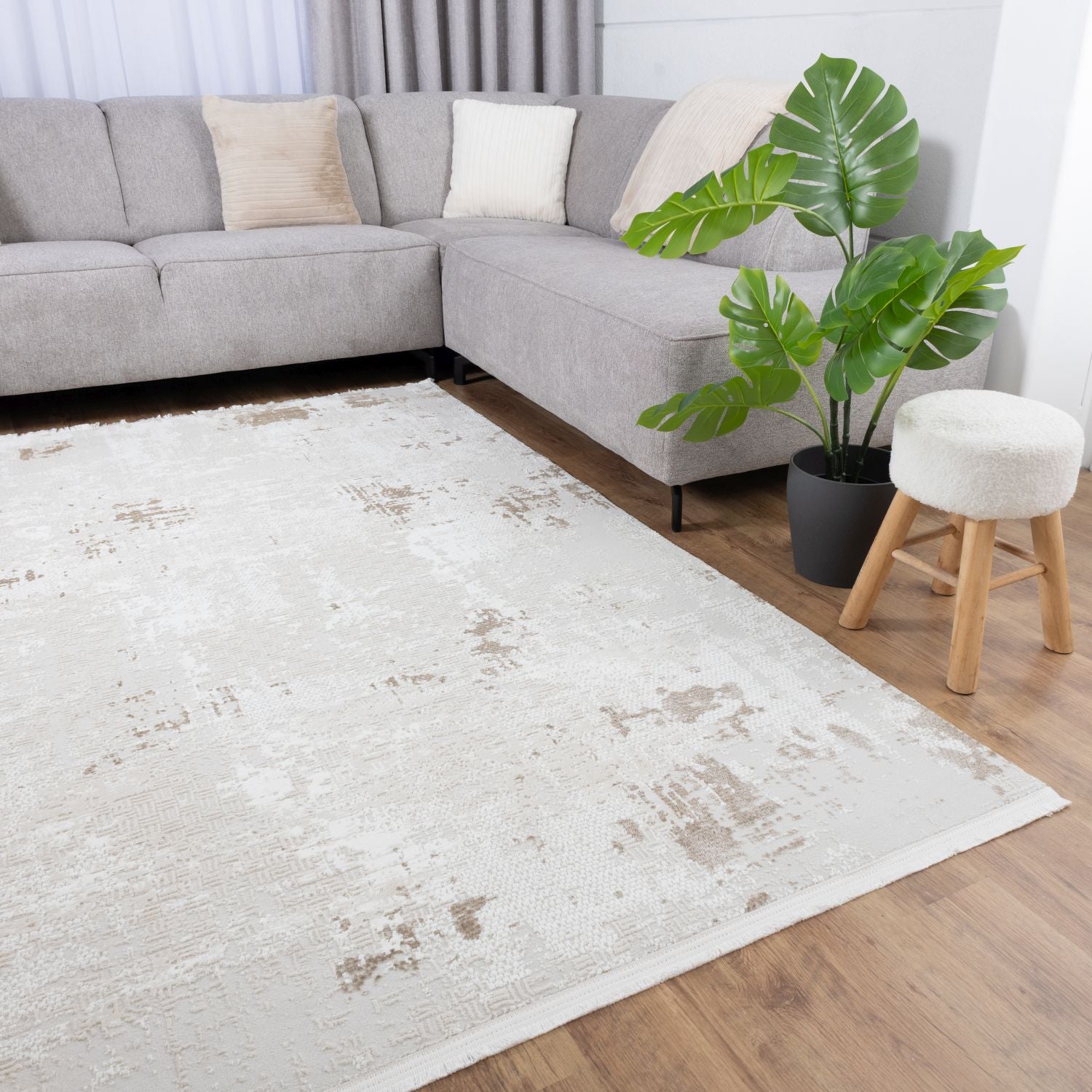 Crème Tapijt Laagpolig Vloerkleed Omid Soft Lux