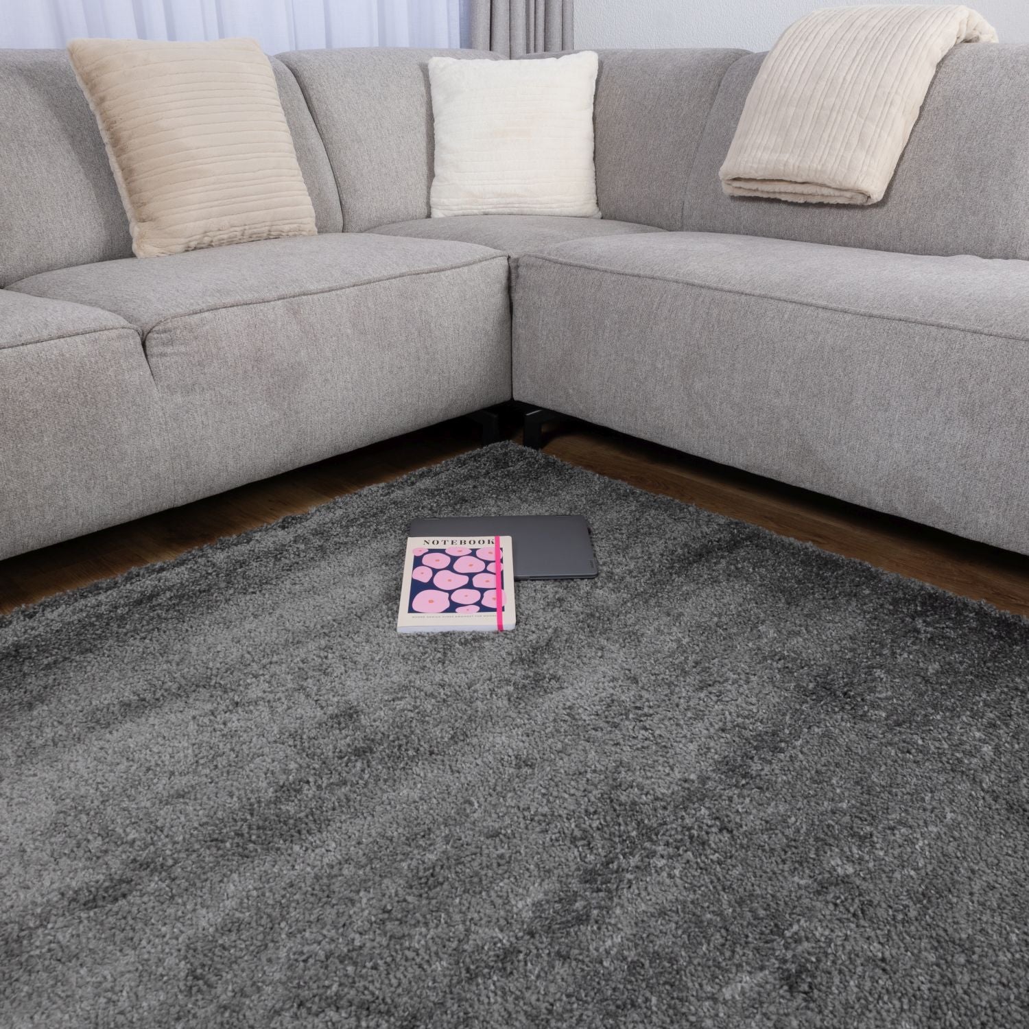 Donkergrijs Tapijt Hoogpolig Vloerkleed Omid Berber Luxe Shaggy - Omid Carpets