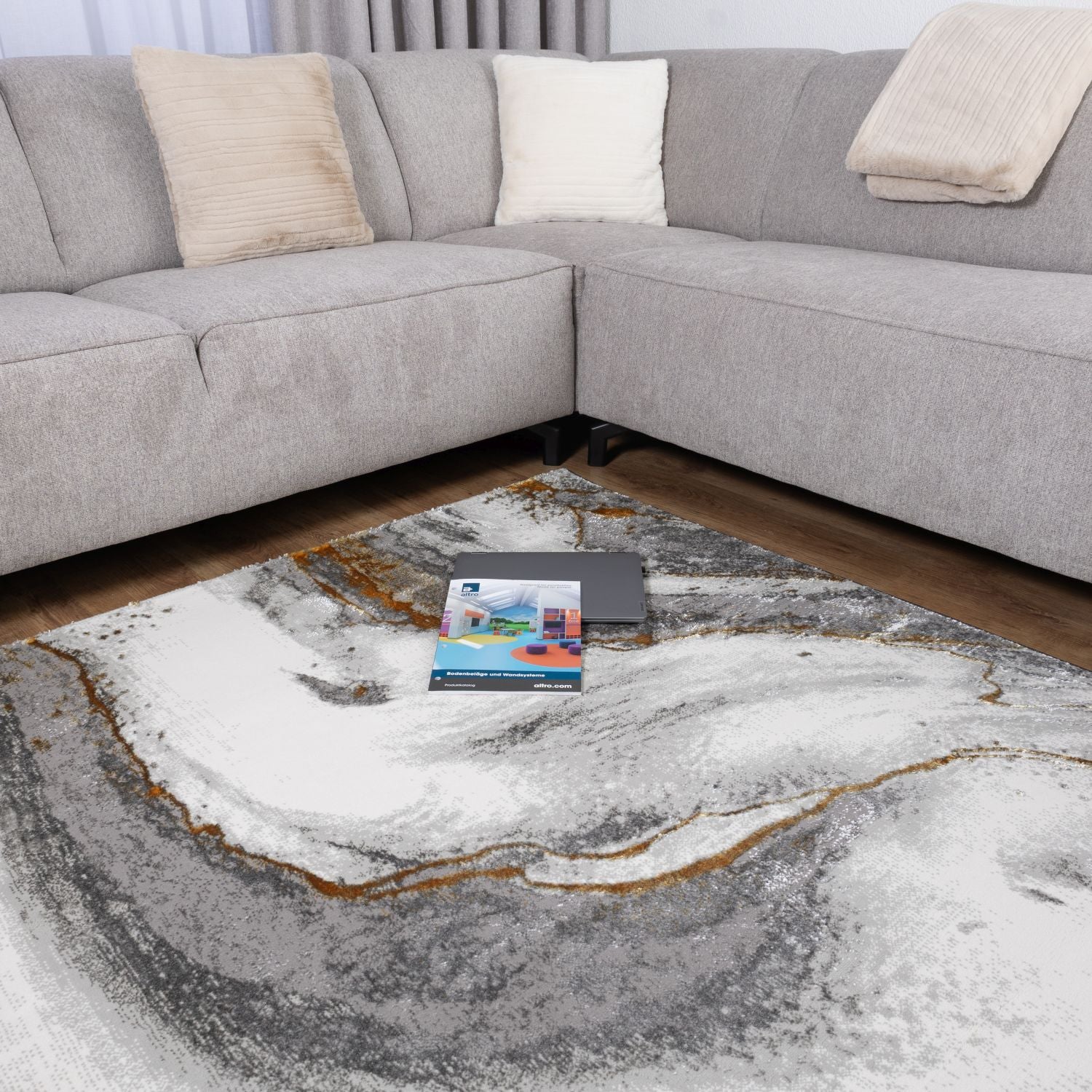 Grijs Tapijt Laagpolig Vloerkleed Omid Marble Lux