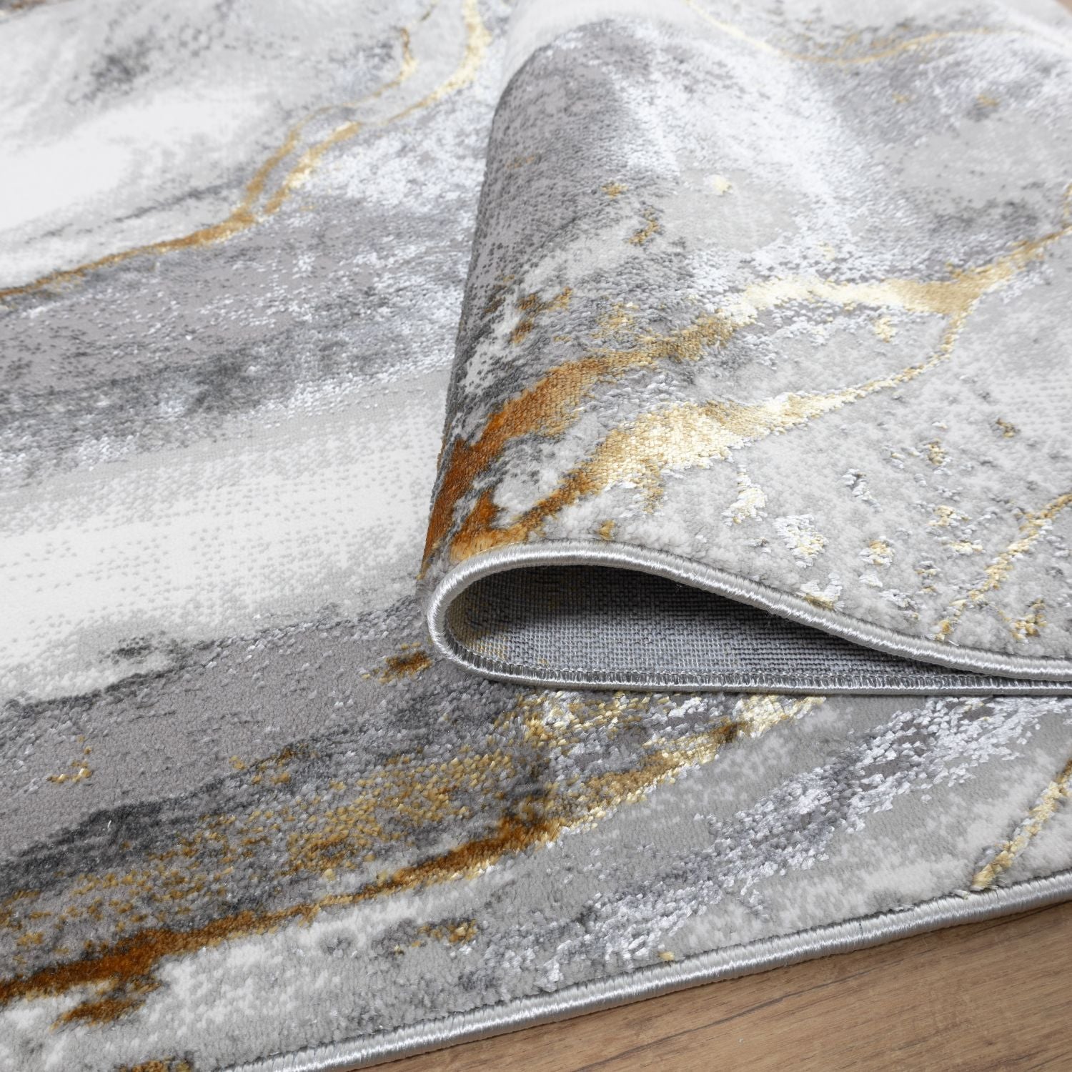 Grijs Tapijt Laagpolig Vloerkleed Omid Marble Lux