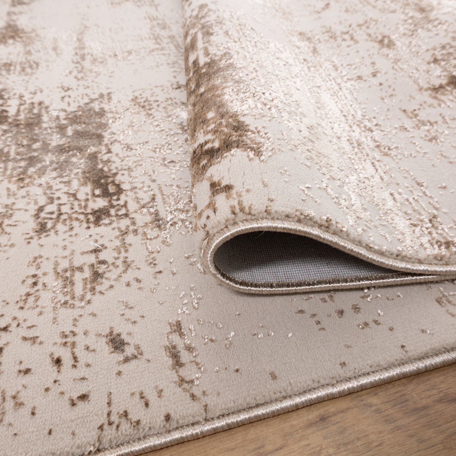 Beige Tapijt Laagpolig Vloerkleed Omid Marble Lux