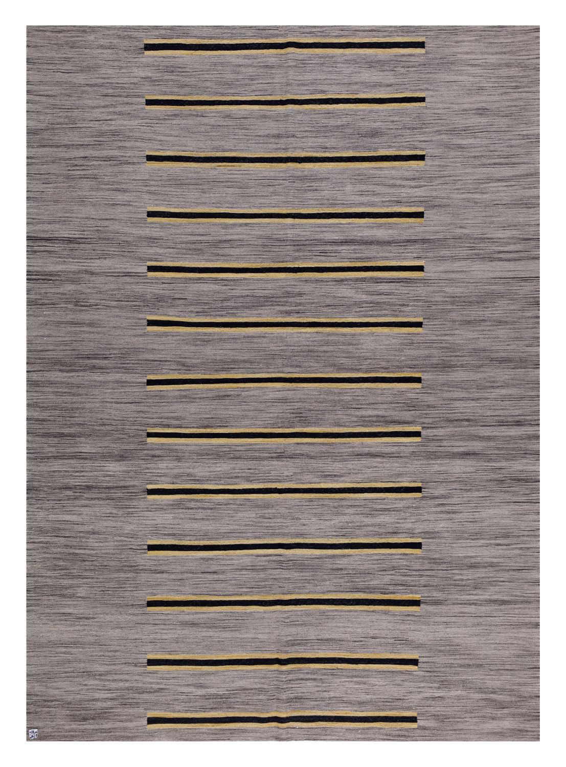 Grijs Tapijt Laagpolig Handgeweven Wollen Vloerkleed - Omid Afghan Modern Kelim 290x210