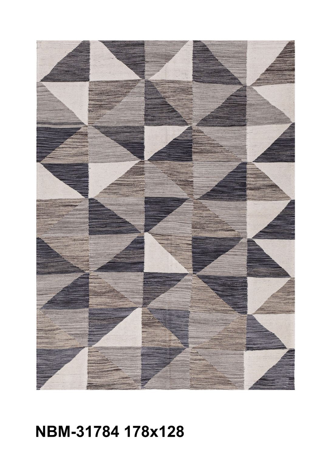 Grijs/Beige Tapijt Laagpolig Handgeweven Wollen Vloerkleed - Omid Afghan Modern Kelim 178x128