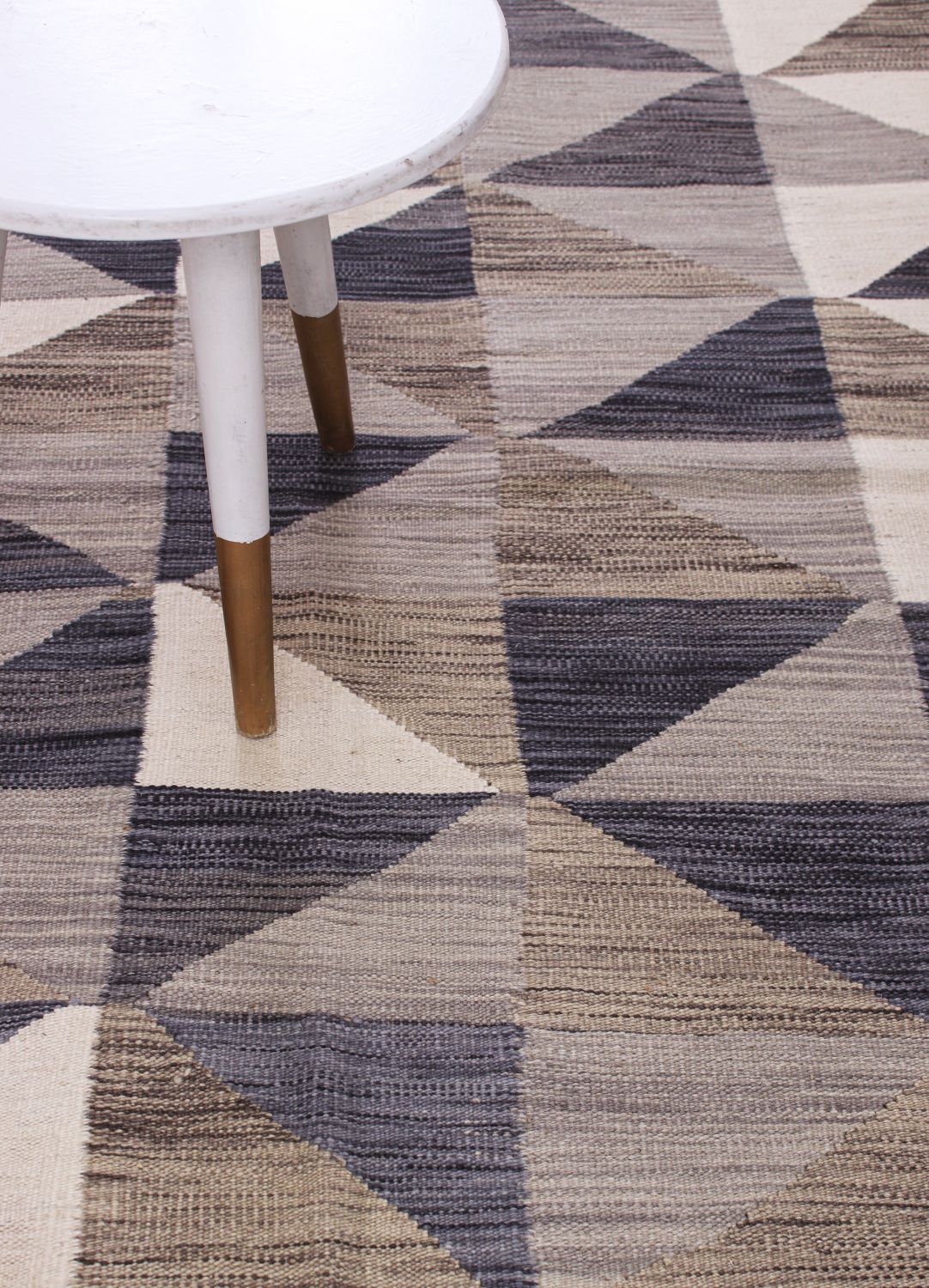 Grijs/Beige Tapijt Laagpolig Handgeweven Wollen Vloerkleed - Omid Afghan Modern Kelim 178x128