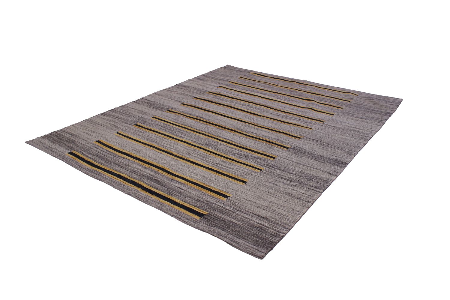 Grijs Tapijt Laagpolig Handgeweven Wollen Vloerkleed - Omid Afghan Modern Kelim 195x156