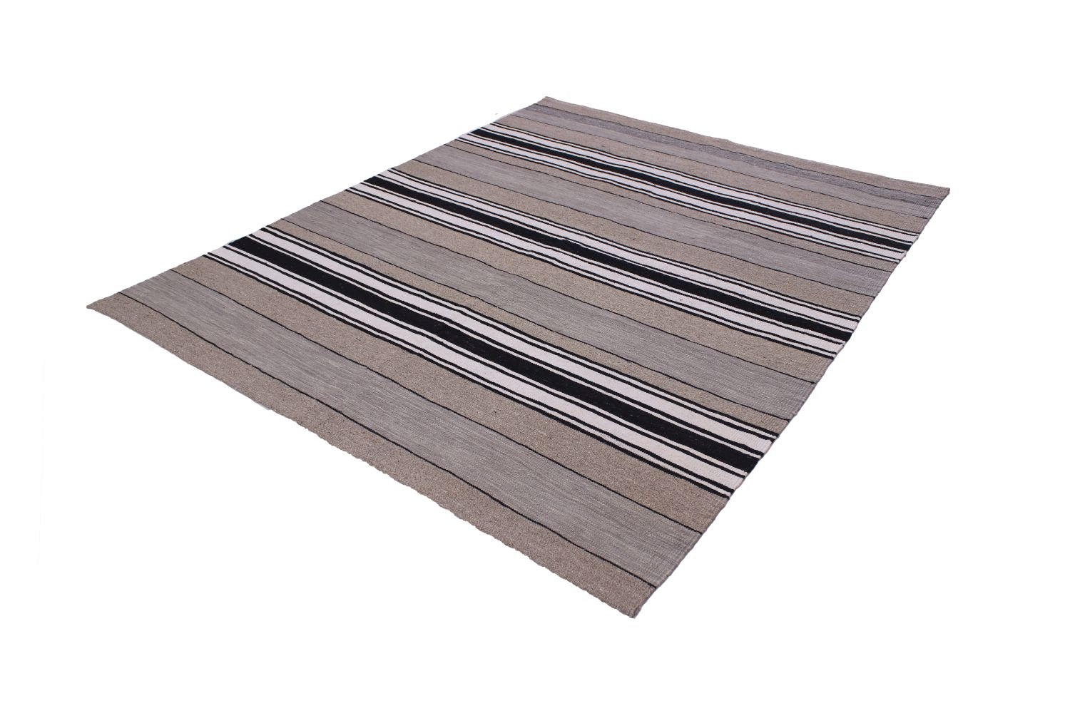 Grijs Tapijt Laagpolig Handgeweven Wollen Vloerkleed - Omid Afghan Modern Kelim 197x156