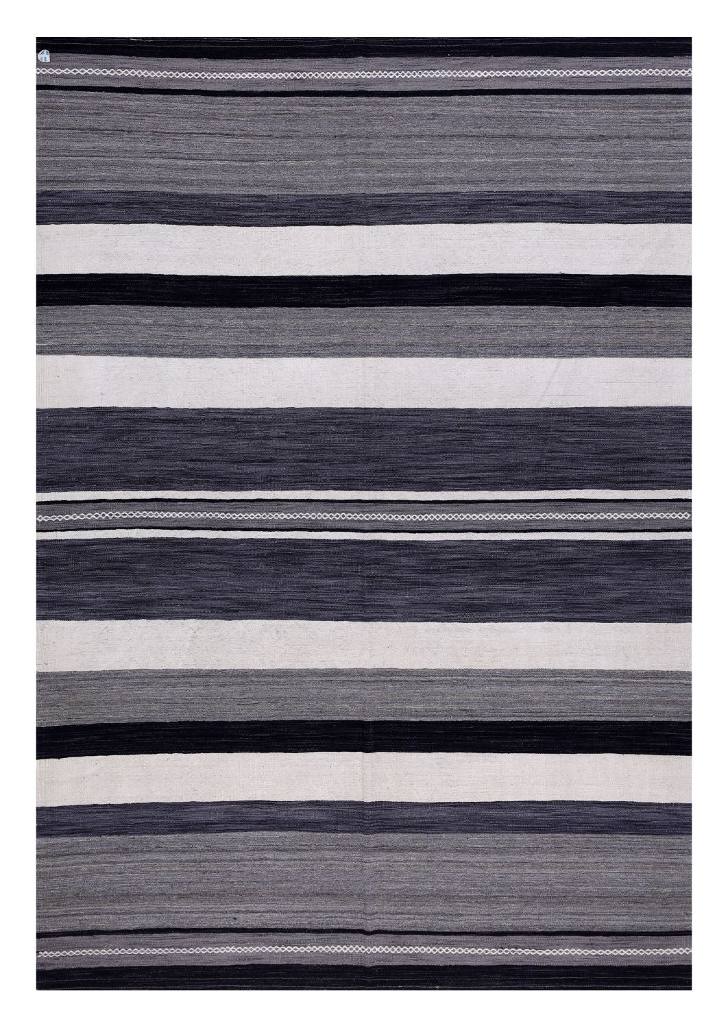 Grijs Tapijt Laagpolig Handgeweven Wollen Vloerkleed - Omid Afghan Modern Kelim 308x203