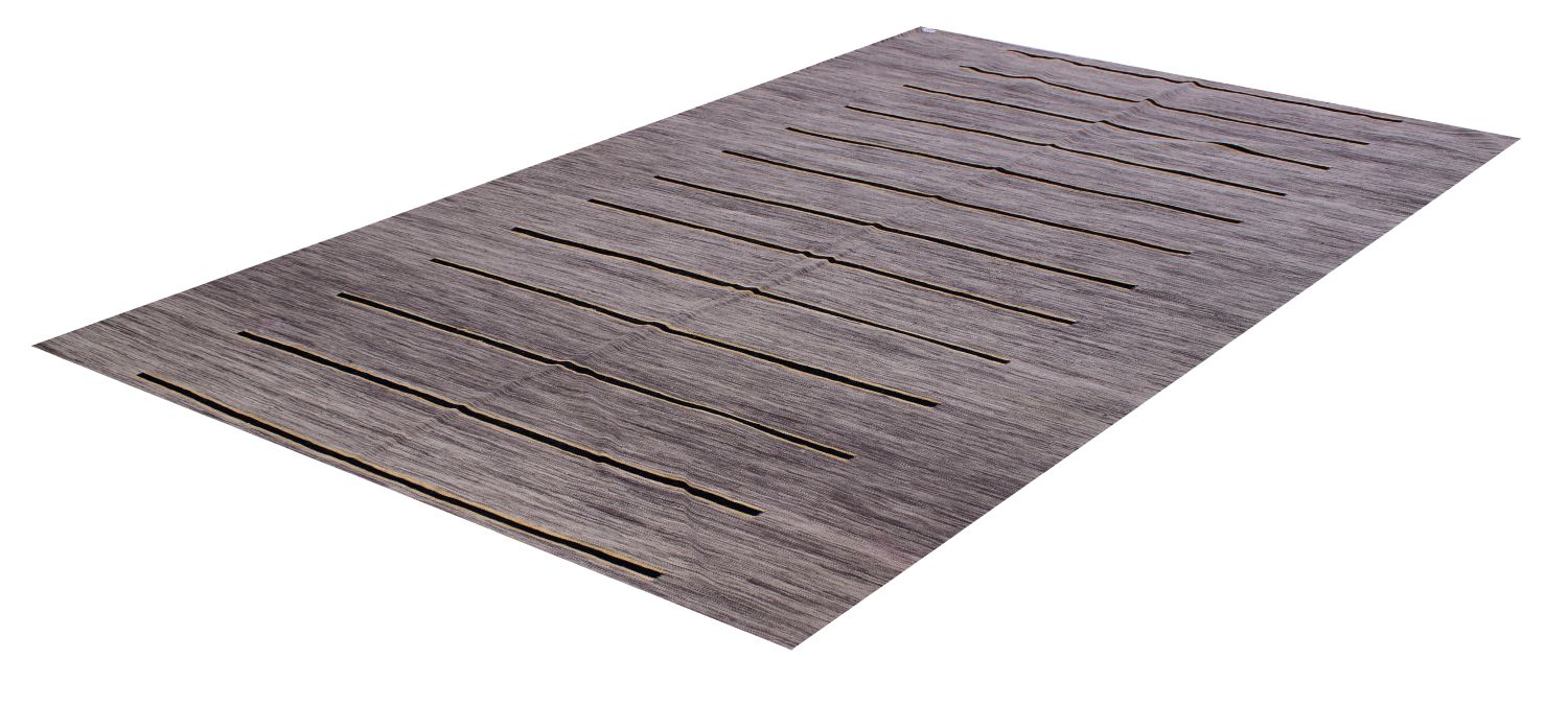 Grijs Tapijt Laagpolig Handgeweven Wollen Vloerkleed - Omid Afghan Modern Kelim 296x197