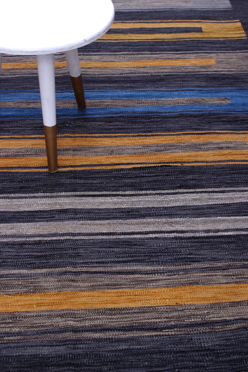 Blauw Tapijt Laagpolig Handgeweven Wollen Vloerkleed - Omid Afghan Modern Kelim 229x156