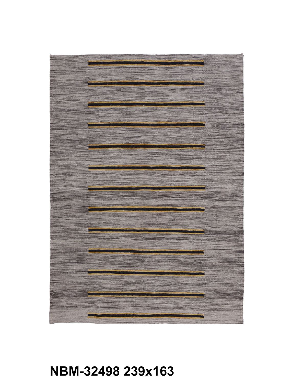 Grijs Tapijt Laagpolig Handgeweven Wollen Vloerkleed - Omid Afghan Modern Kelim 239x163