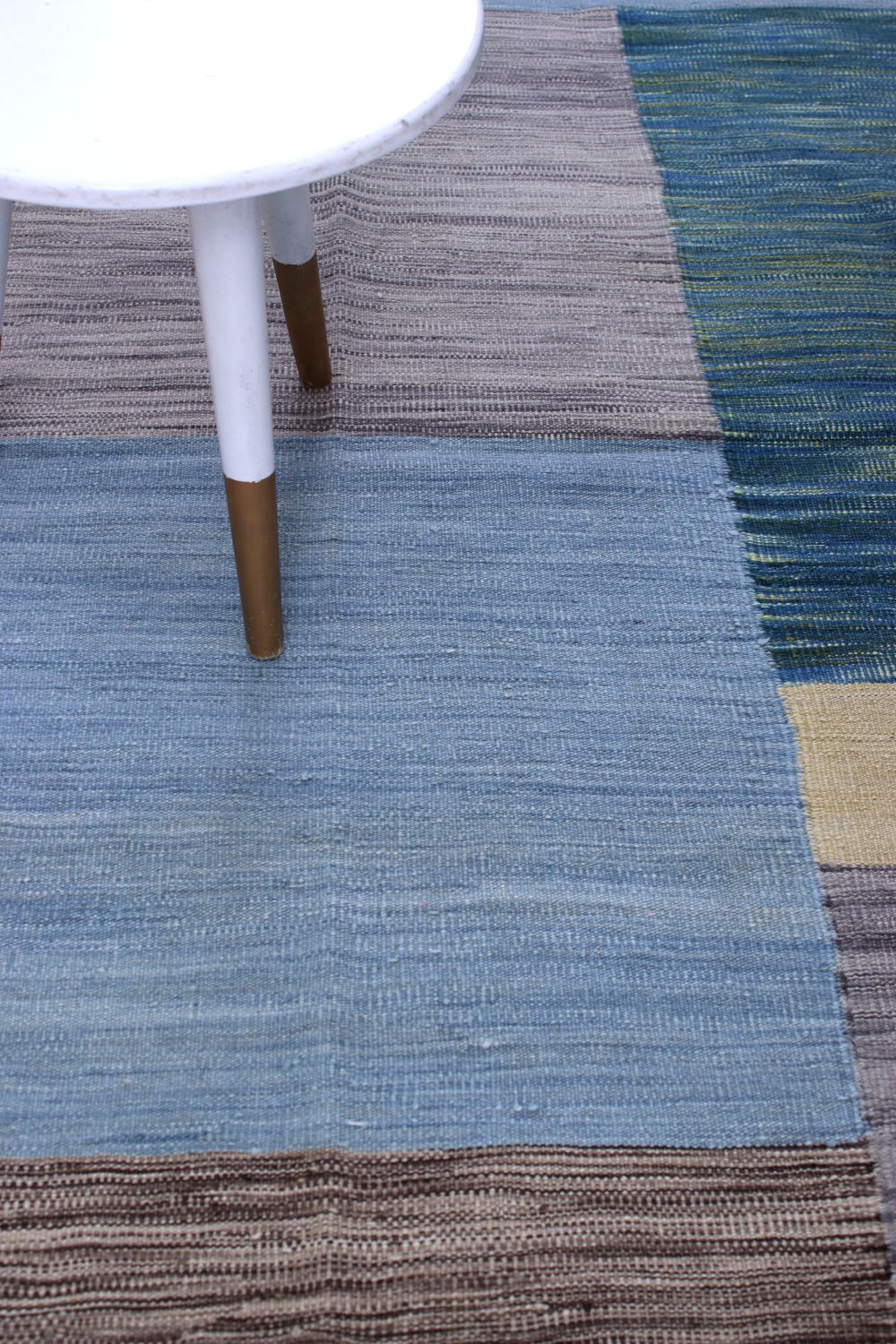 Blauw Tapijt Laagpolig Handgeweven Wollen Vloerkleed - Omid Afghan Modern Kelim 179x121