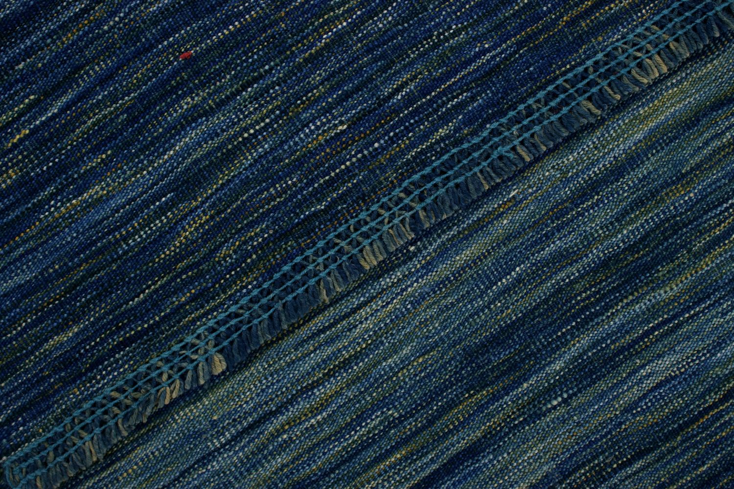 Blauw Tapijt Laagpolig Handgeweven Wollen Vloerkleed - Omid Afghan Modern Kelim 197x154