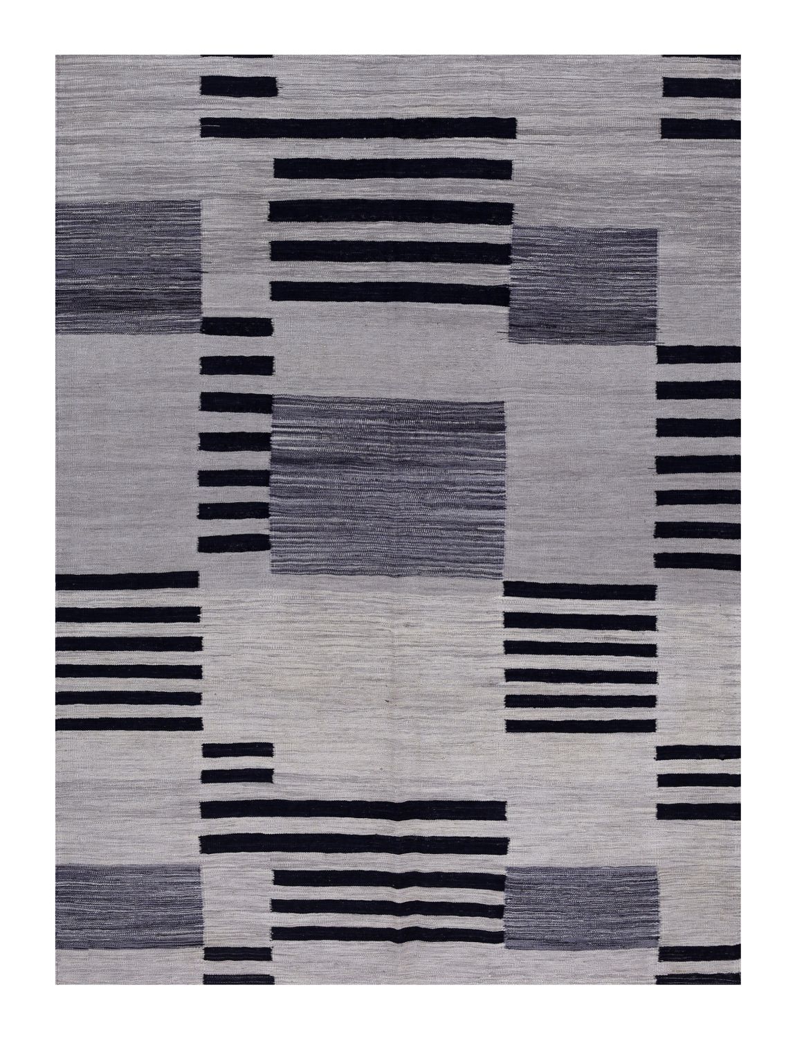 Grijs Tapijt Laagpolig Handgeweven Wollen Vloerkleed - Omid Afghan Modern Kelim 230x165