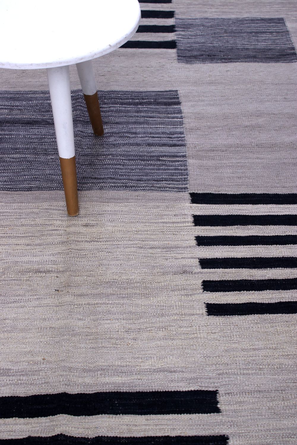 Grijs Tapijt Laagpolig Handgeweven Wollen Vloerkleed - Omid Afghan Modern Kelim 230x165