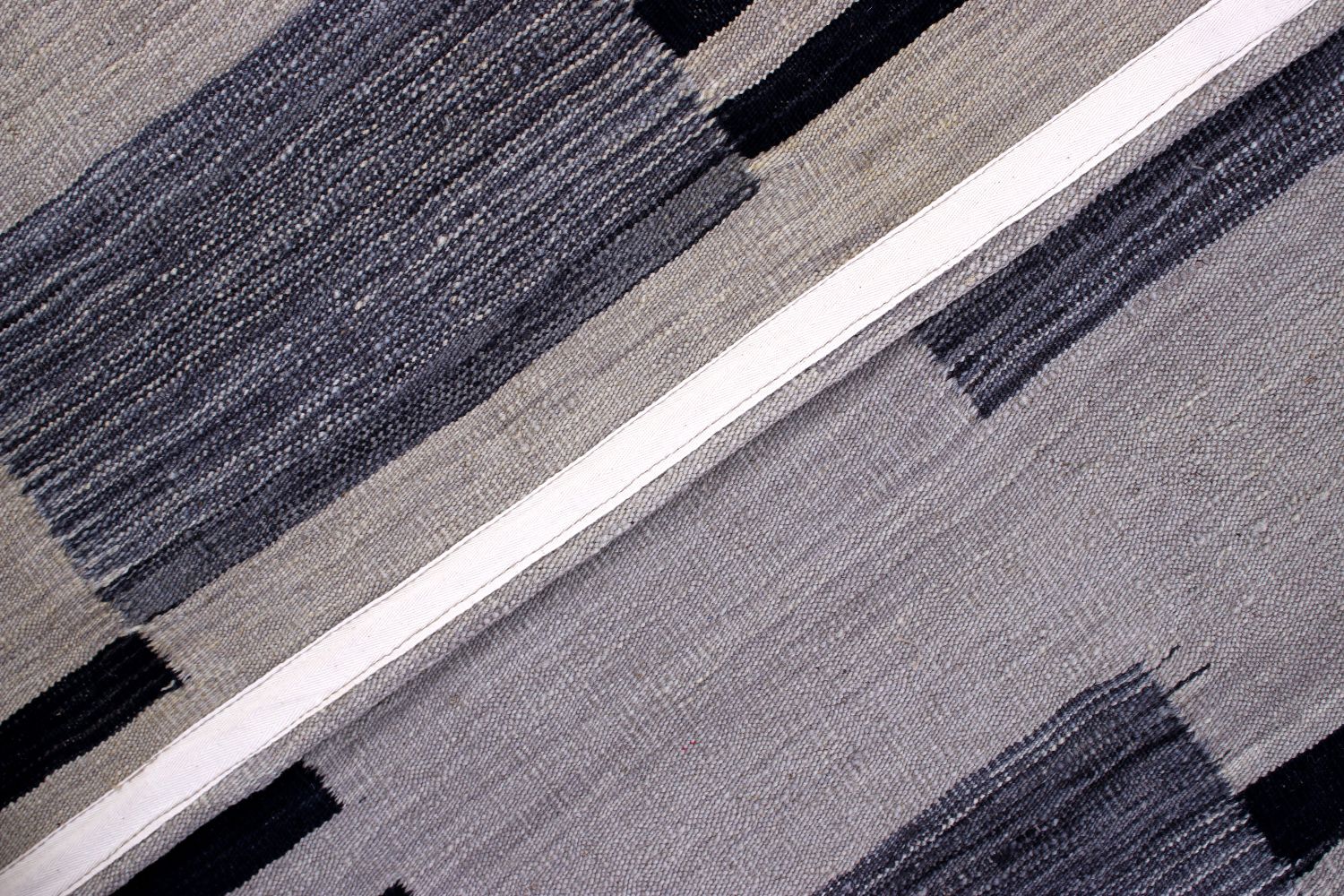 Grijs Tapijt Laagpolig Handgeweven Wollen Vloerkleed - Omid Afghan Modern Kelim 230x165