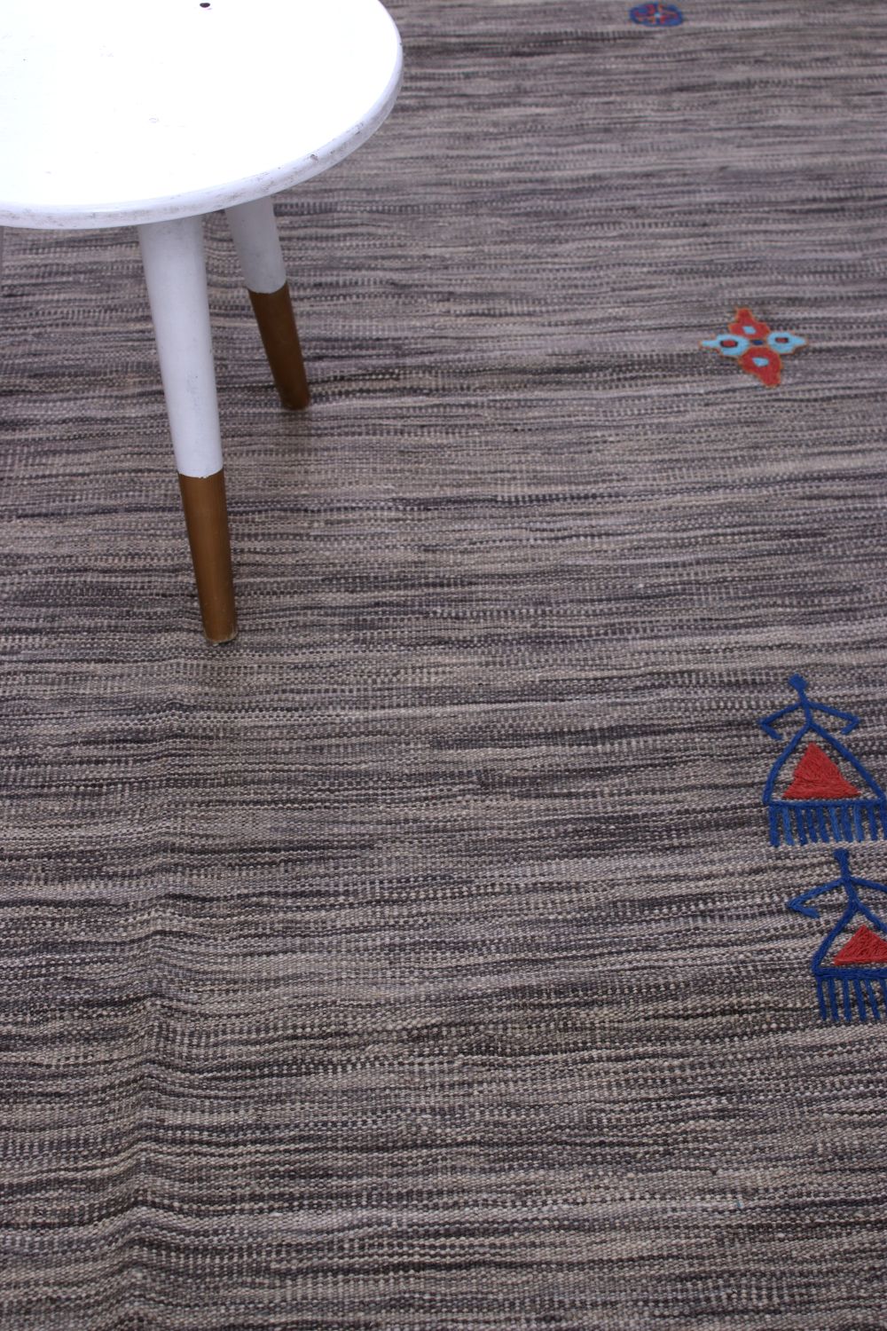 Grijs Tapijt Laagpolig Handgeweven Wollen Vloerkleed - Omid Afghan Modern Kelim 200x151
