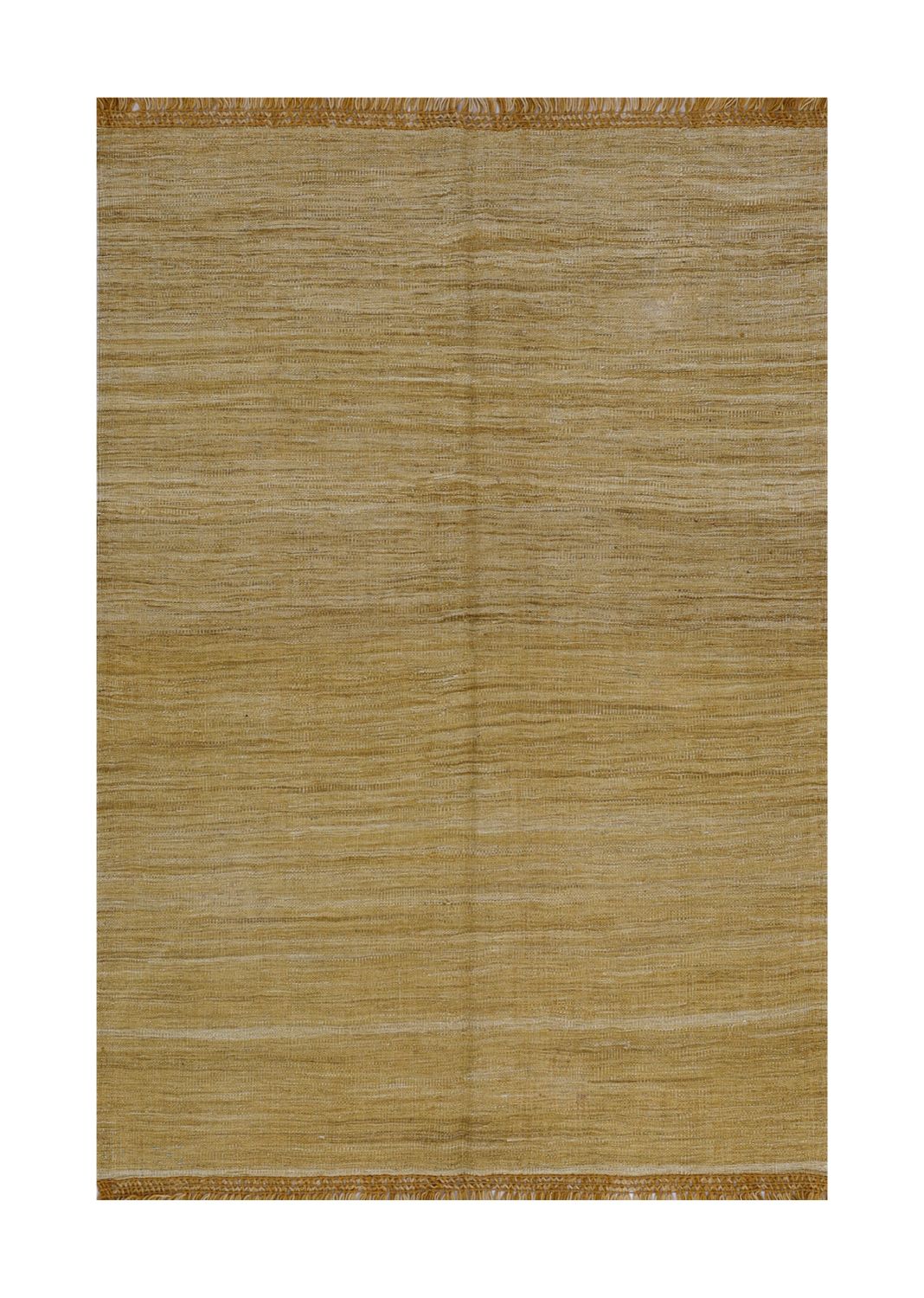 Geel Tapijt Laagpolig Handgeweven Wollen Vloerkleed - Omid Afghan Modern Kelim 223x148