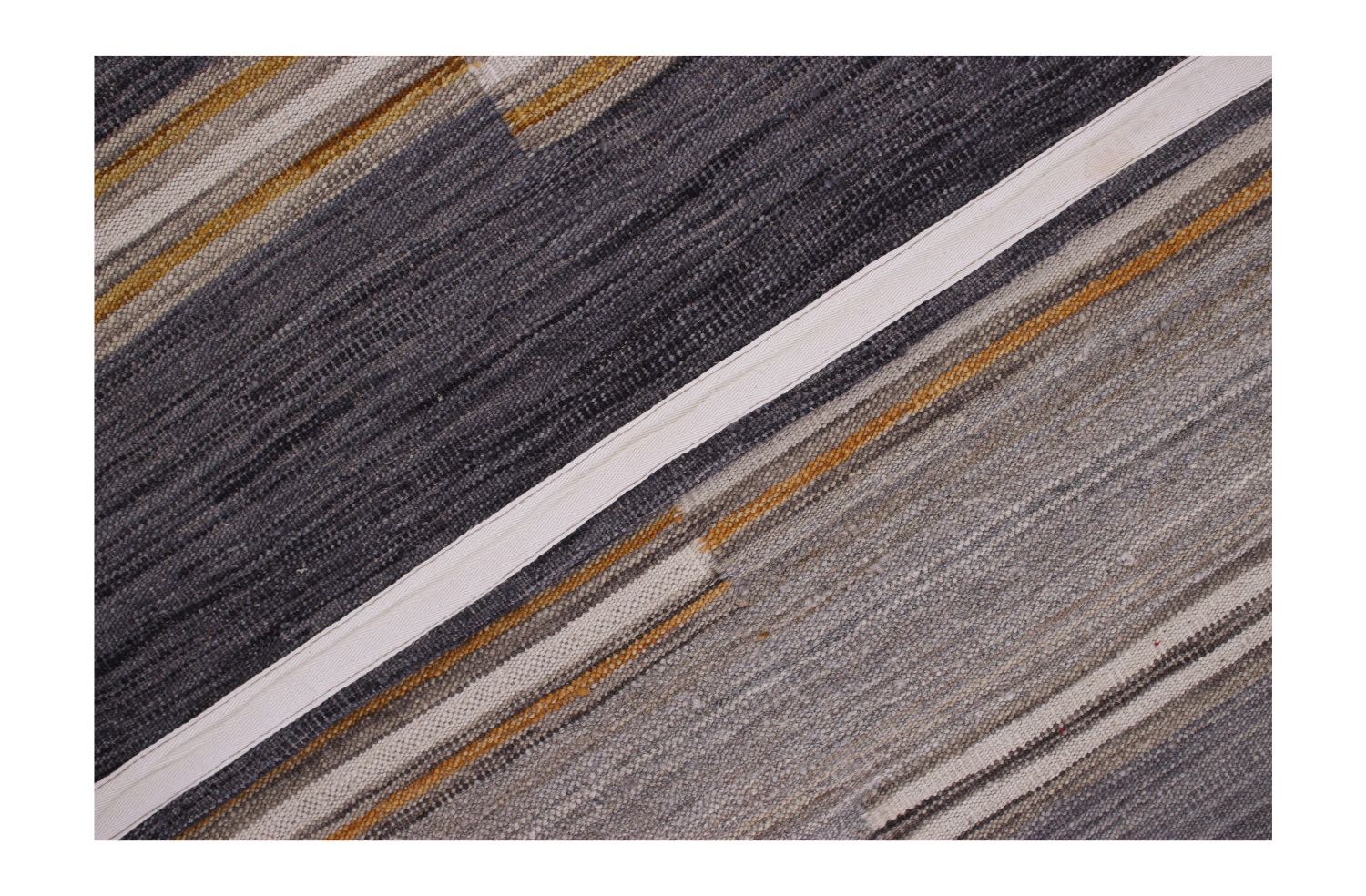 Grijs Tapijt Laagpolig Handgeweven Wollen Vloerkleed - Omid Afghan Modern Kelim 196x158