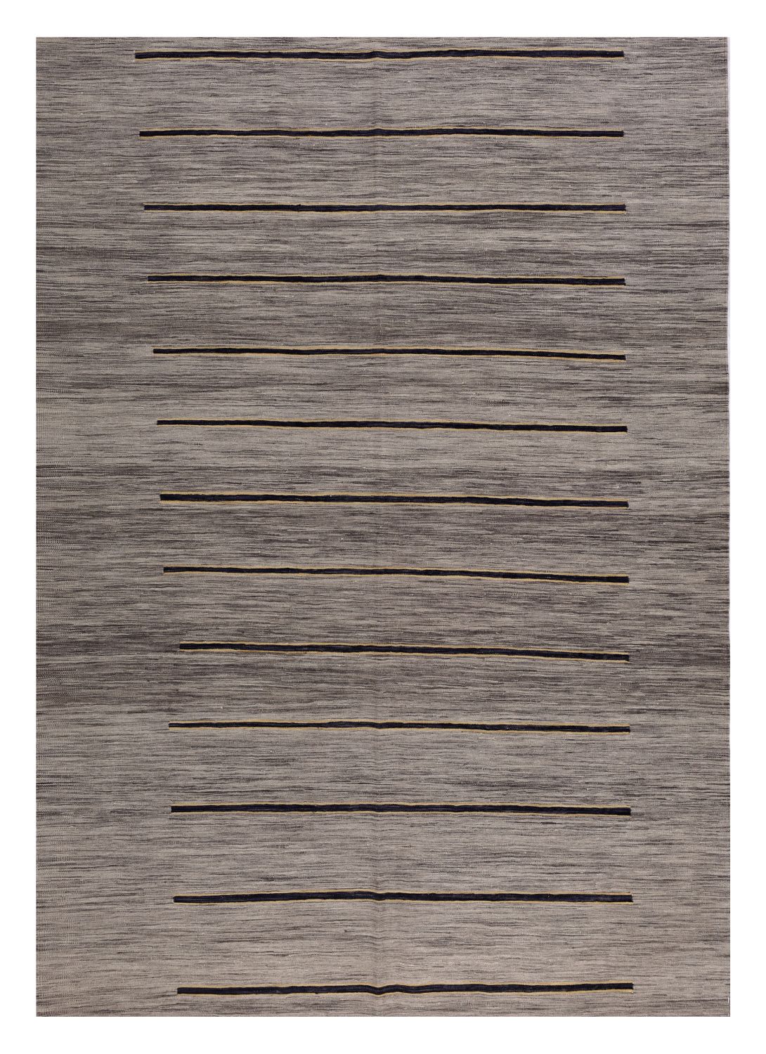 Grijs Tapijt Laagpolig Handgeweven Wollen Vloerkleed - Omid Afghan Modern Kelim 290x207