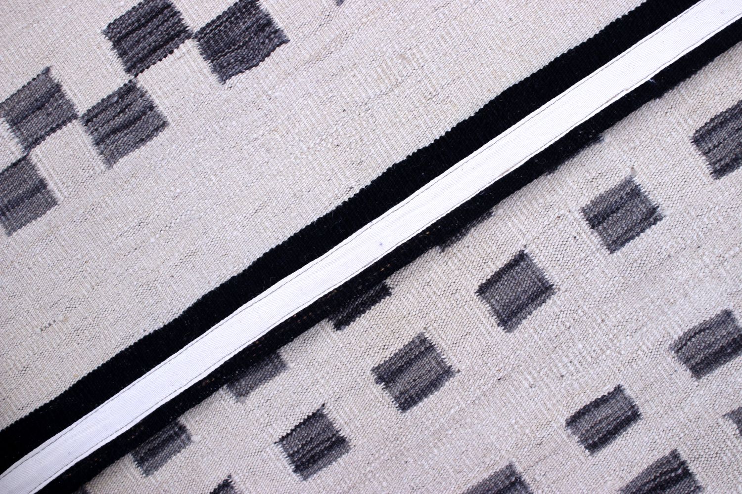 Crème Tapijt Laagpolig Handgeweven Wollen Vloerkleed - Omid Afghan Modern Kelim 220x168