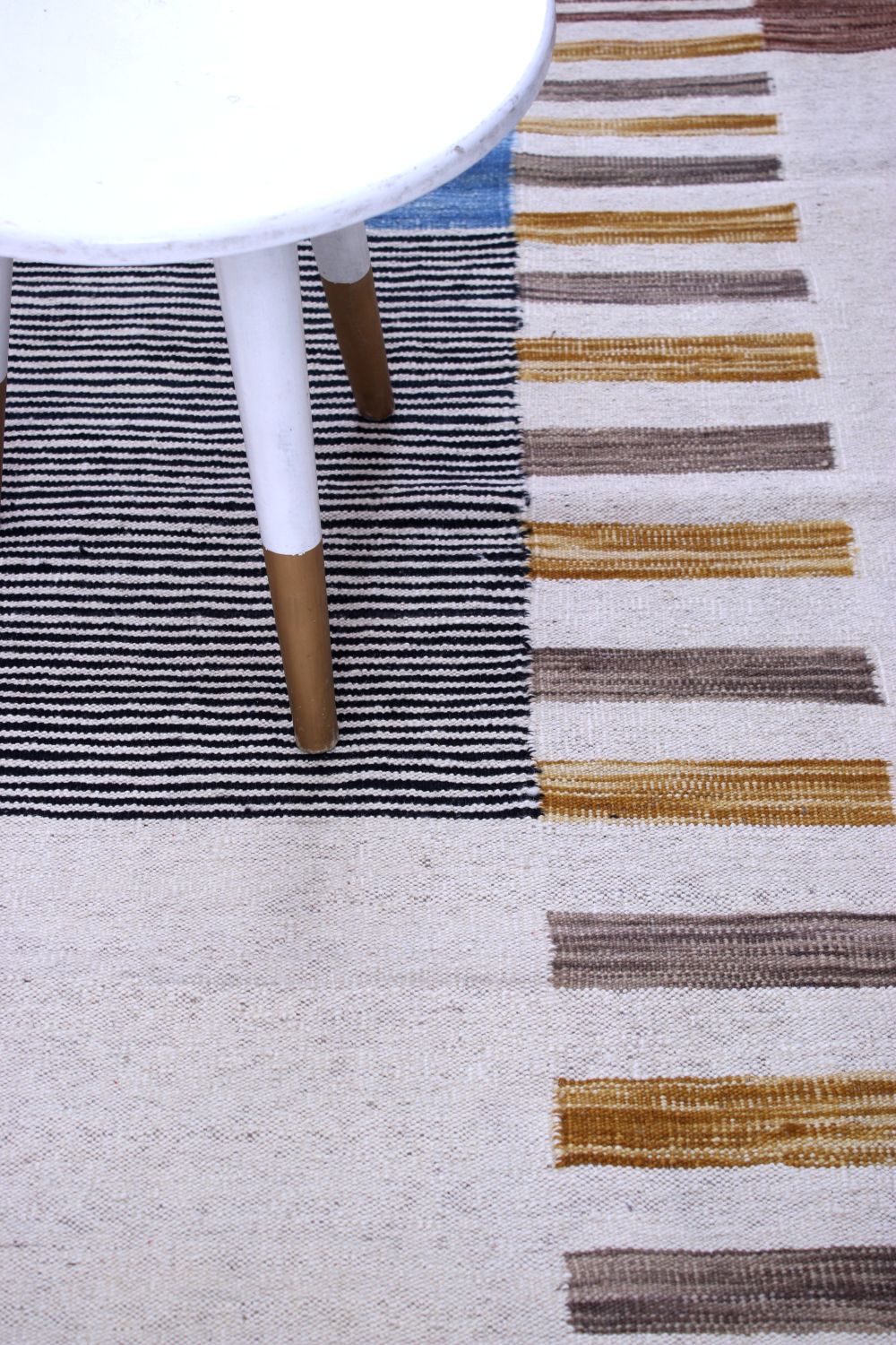 Blauw Tapijt Laagpolig Handgeweven Wollen Vloerkleed - Omid Afghan Modern Kelim 143x108