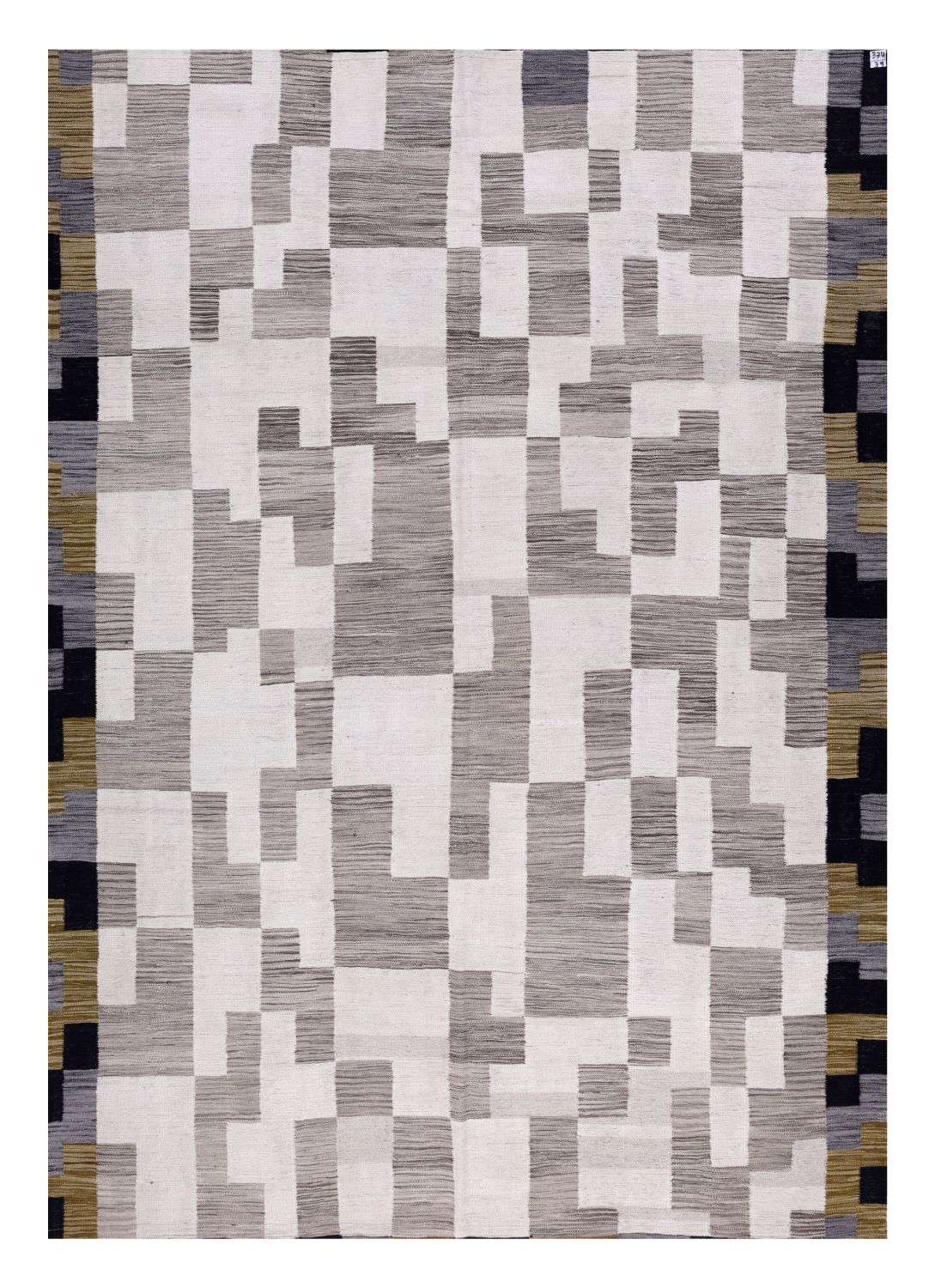 Grijs Tapijt Laagpolig Handgeweven Wollen Vloerkleed - Omid Afghan Modern Kelim 286x204