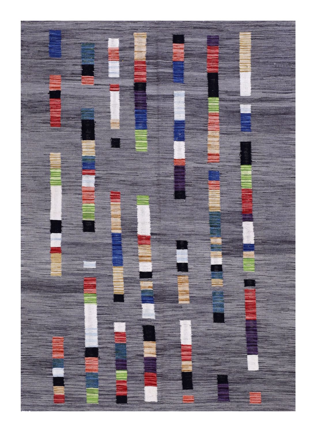 Grijs Tapijt Laagpolig Handgeweven Wollen Vloerkleed - Omid Afghan Modern Kelim 173x123