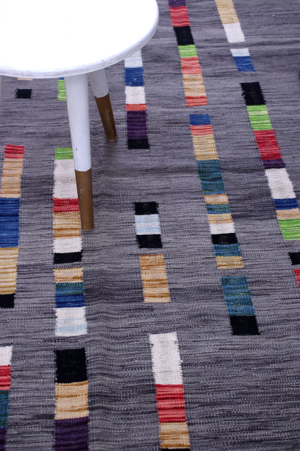 Grijs Tapijt Laagpolig Handgeweven Wollen Vloerkleed - Omid Afghan Modern Kelim 173x123