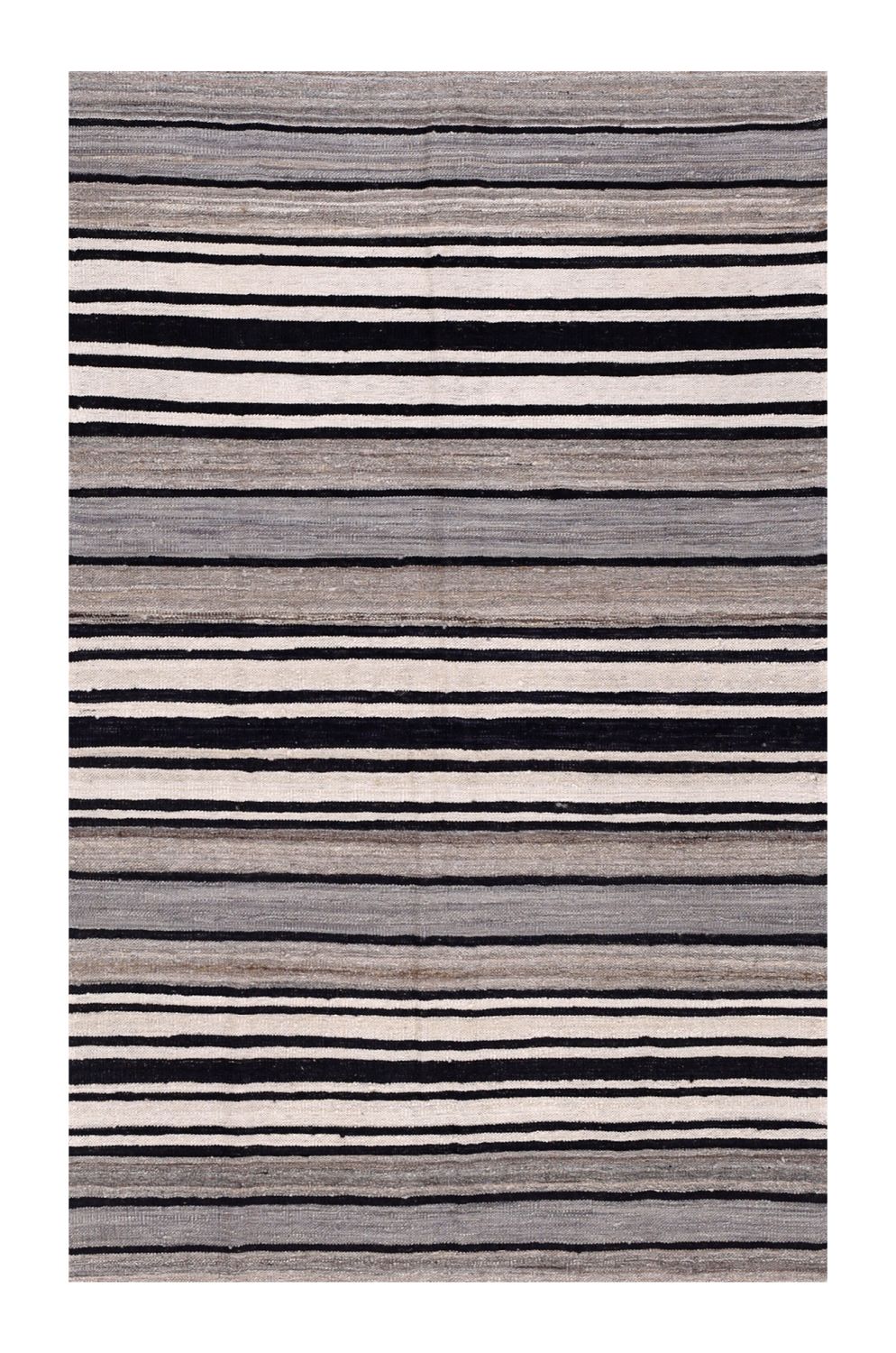 Grijs/Beige Tapijt Laagpolig Handgeweven Wollen Vloerkleed - Omid Afghan Modern Kelim 165x104