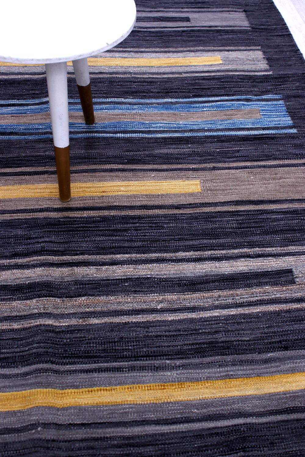 Antraciet Tapijt Laagpolig Handgeweven Wollen Vloerkleed - Omid Afghan Modern Kelim 231x158