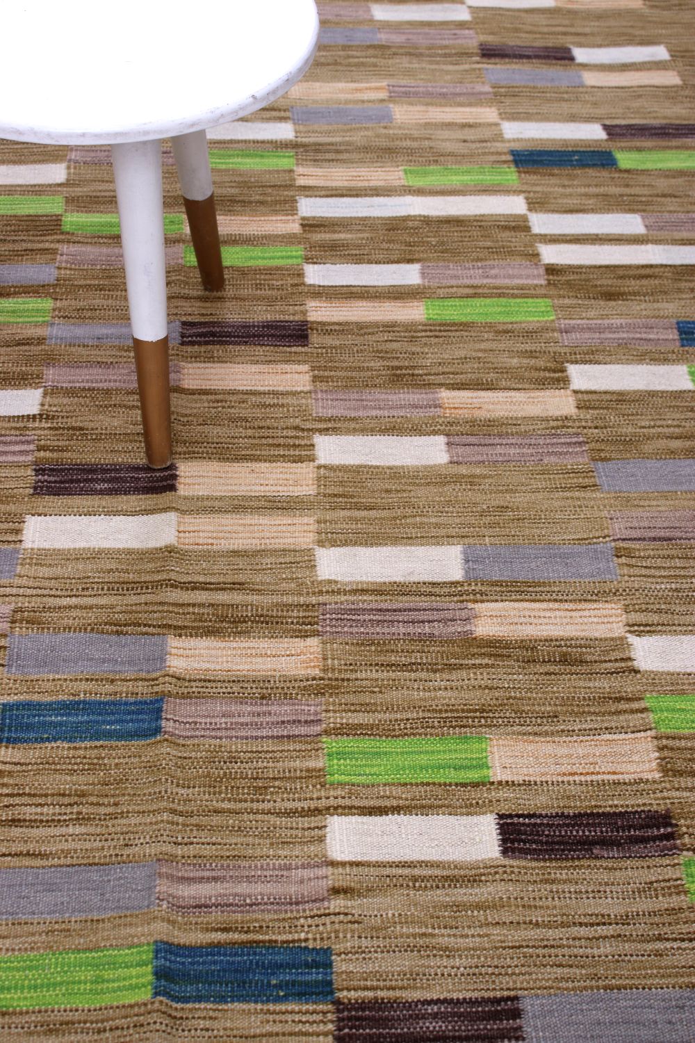 Beige Tapijt Laagpolig Handgeweven Wollen Vloerkleed - Omid Afghan Modern Kelim 224x159