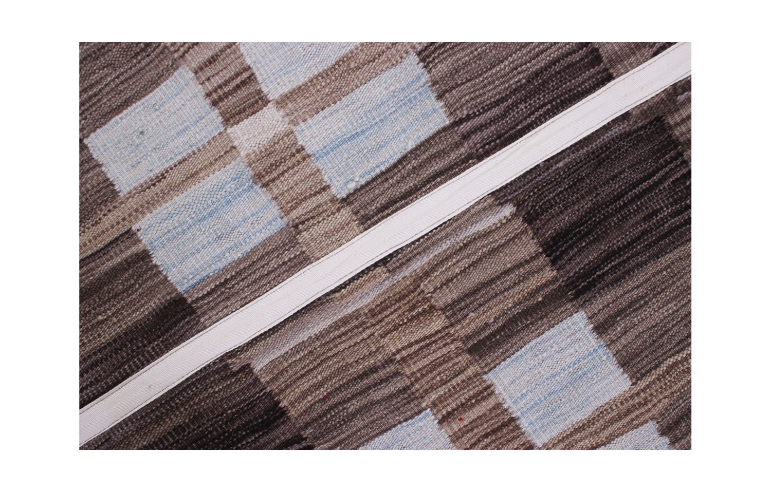 Bruin Tapijt Laagpolig Handgeweven Wollen Vloerkleed - Omid Afghan Modern Kelim 172x128