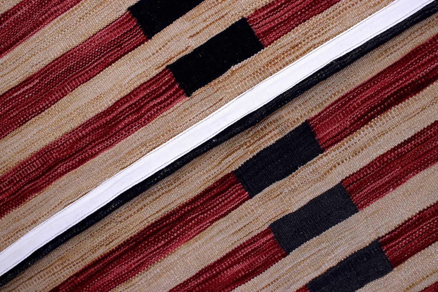 Rood Tapijt Laagpolig Handgeweven Wollen Vloerkleed - Omid Afghan Modern Kelim 178x132
