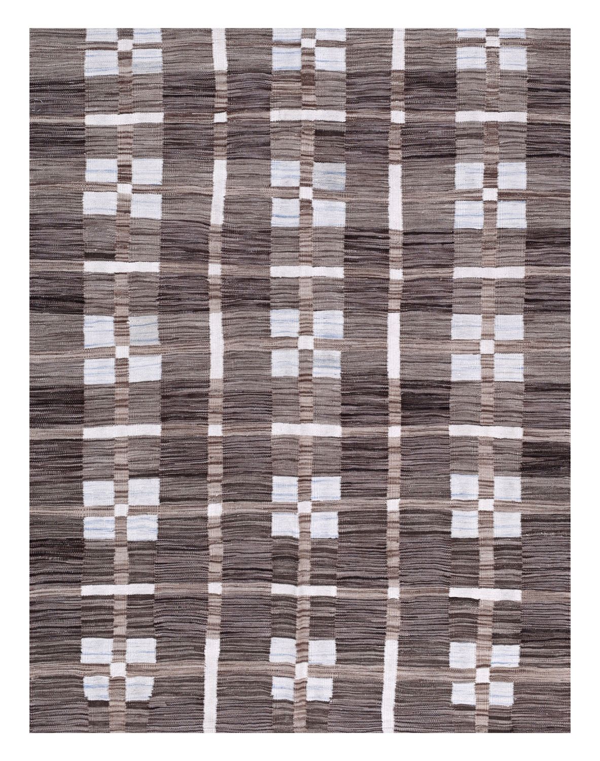 Bruin Tapijt Laagpolig Handgeweven Wollen Vloerkleed - Omid Afghan Modern Kelim 191x148