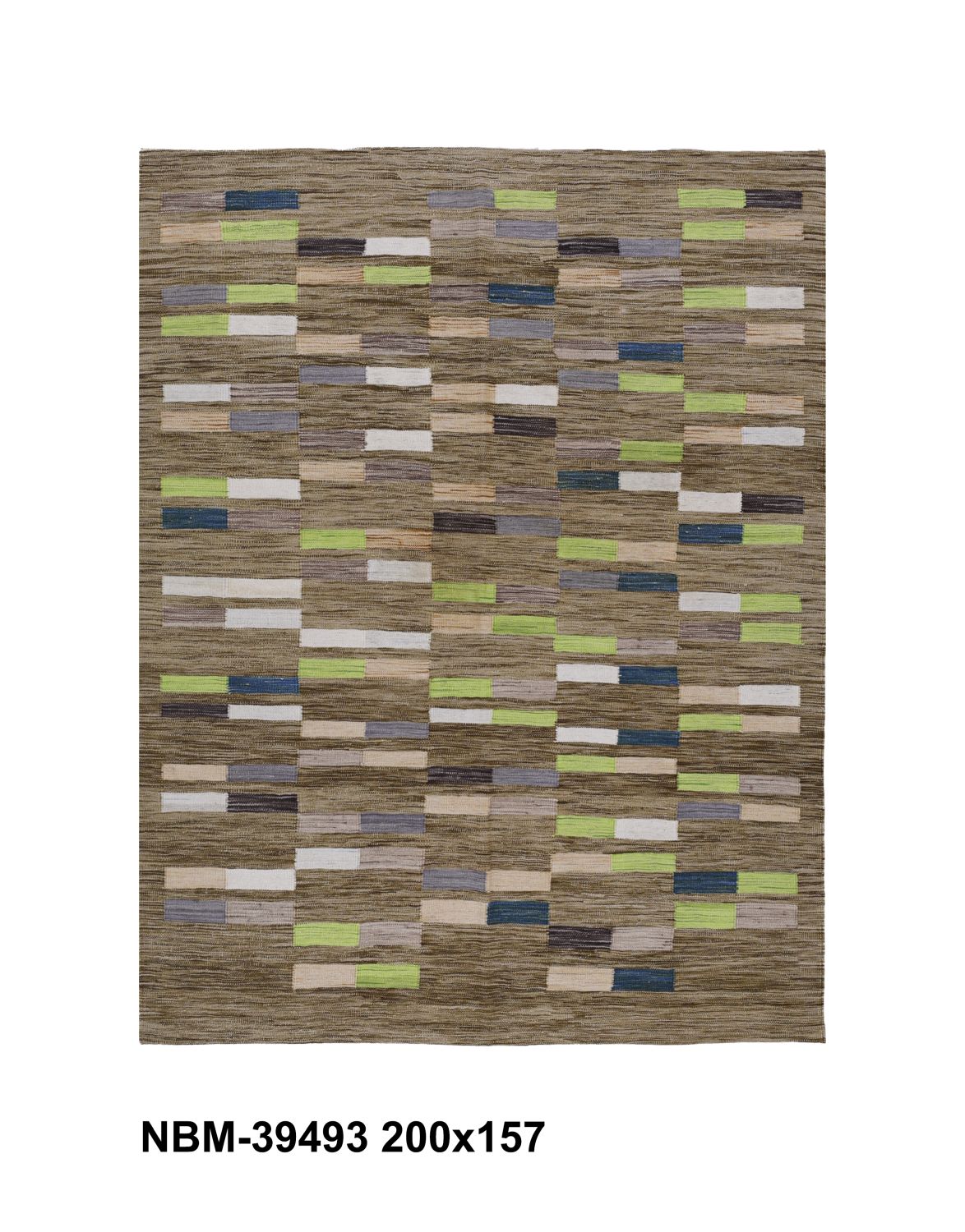 Bruin Tapijt Laagpolig Handgeweven Wollen Vloerkleed - Omid Afghan Modern Kelim 200x157