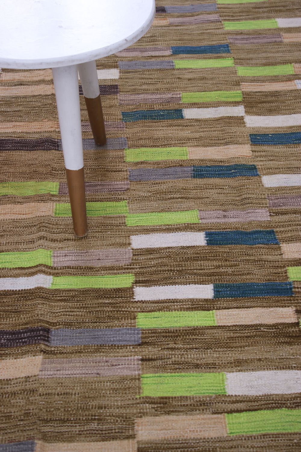 Bruin Tapijt Laagpolig Handgeweven Wollen Vloerkleed - Omid Afghan Modern Kelim 200x157
