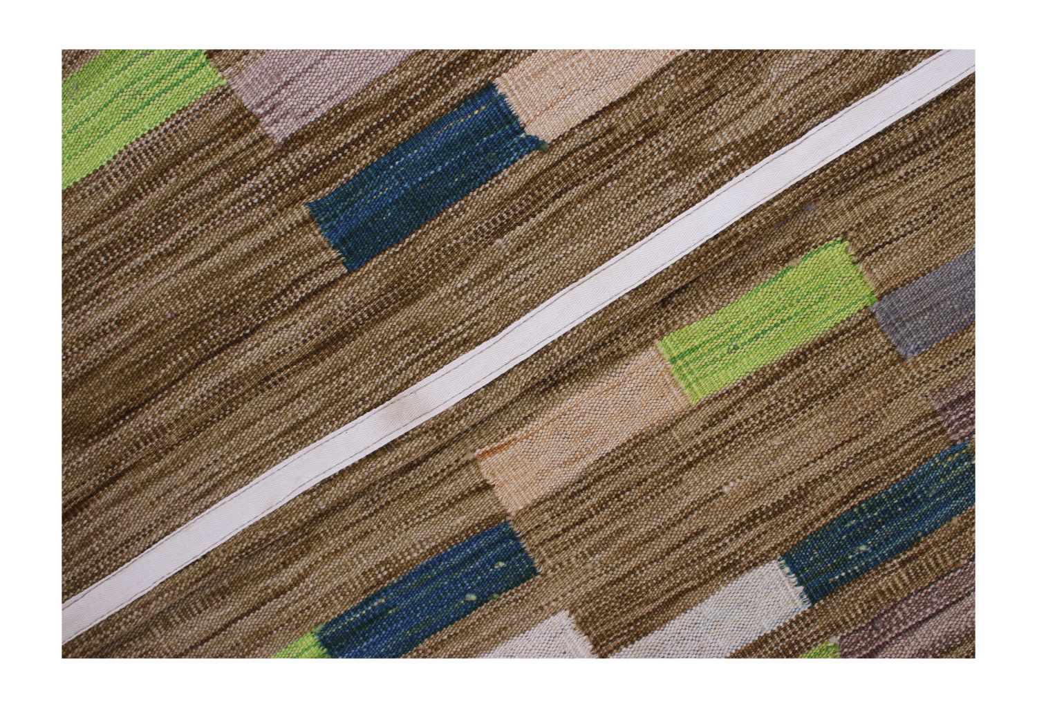 Bruin Tapijt Laagpolig Handgeweven Wollen Vloerkleed - Omid Afghan Modern Kelim 200x157
