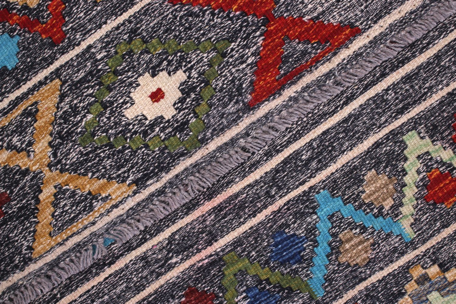 Kleurrijk Tapijt Laagpolig Handgeweven Wollen Vloerkleed - Omid Afghan Kelim 114x75