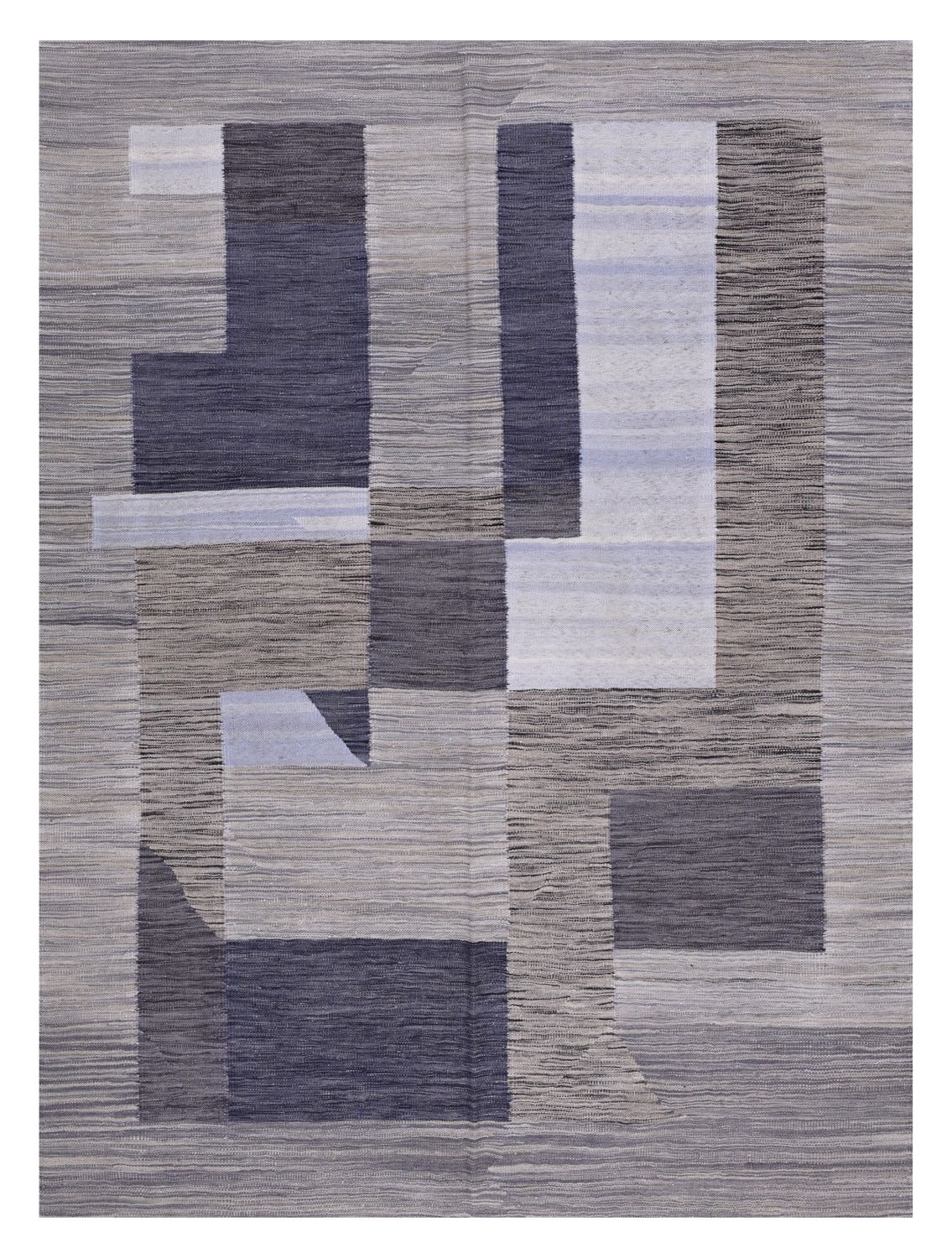 Grijs Tapijt Laagpolig Handgeweven Wollen Vloerkleed - Omid Afghan Modern Kelim 225x165