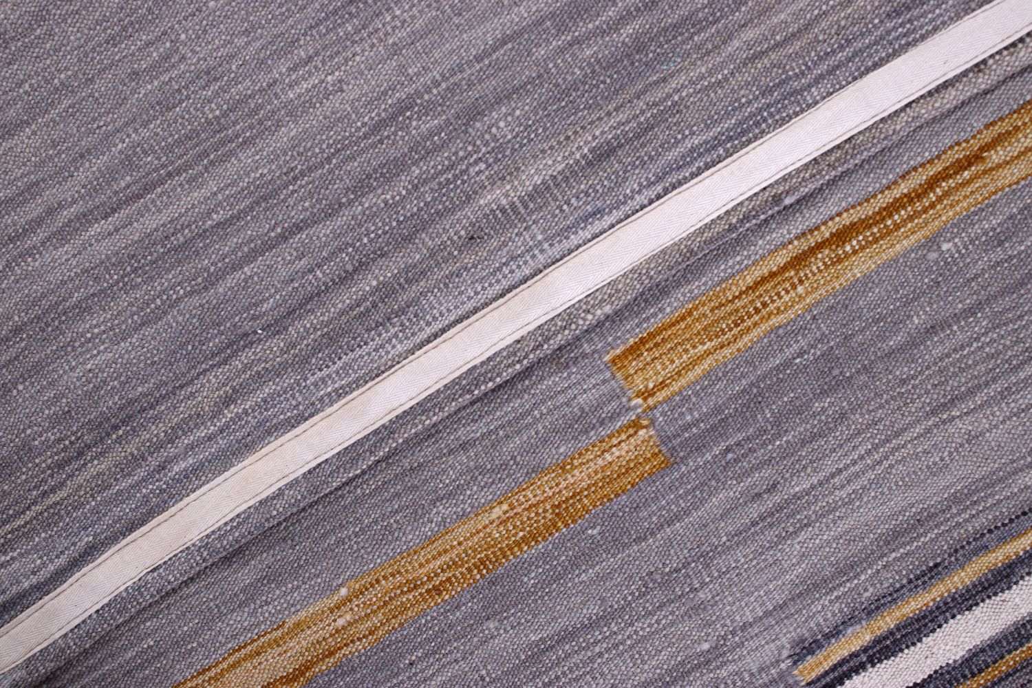 Grijs Tapijt Laagpolig Handgeweven Wollen Vloerkleed - Omid Afghan Modern Kelim 223x163