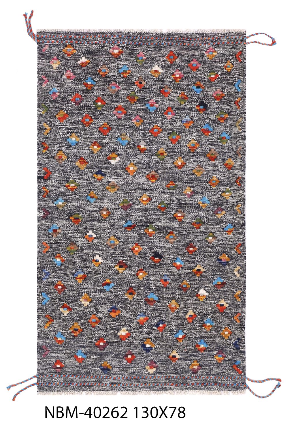 Kleurrijk Tapijt Laagpolig Handgeweven Wollen Vloerkleed - Omid Afghan Kelim 130x78