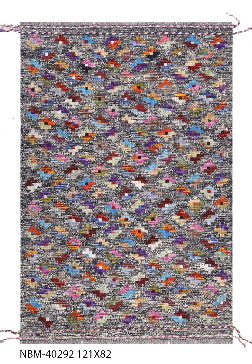 Kleurrijk Tapijt Laagpolig Handgeweven Wollen Vloerkleed - Omid Afghan Kelim 121x82
