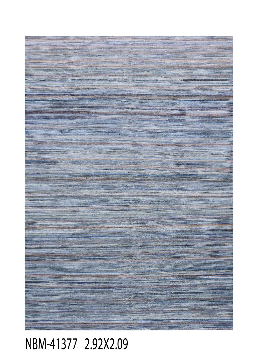 Blauw Tapijt Laagpolig Handgeweven Wollen Vloerkleed - Omid Afghan Modern Kelim 292x209