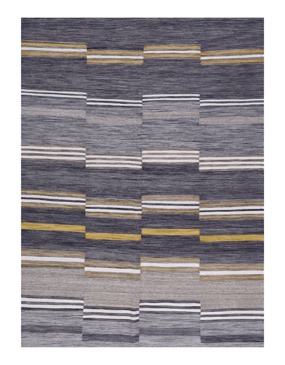 Grijs Tapijt Laagpolig Handgeweven Wollen Vloerkleed - Omid Afghan Modern Kelim 230x165