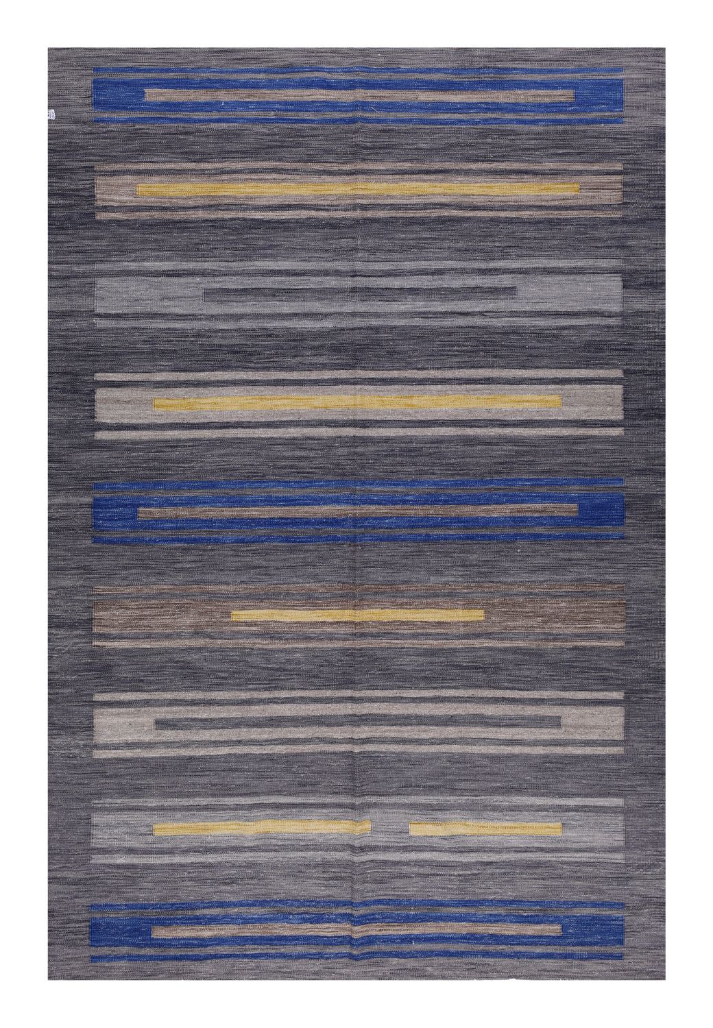 Blauw Tapijt Laagpolig Handgeweven Wollen Vloerkleed - Omid Afghan Modern Kelim 303x203